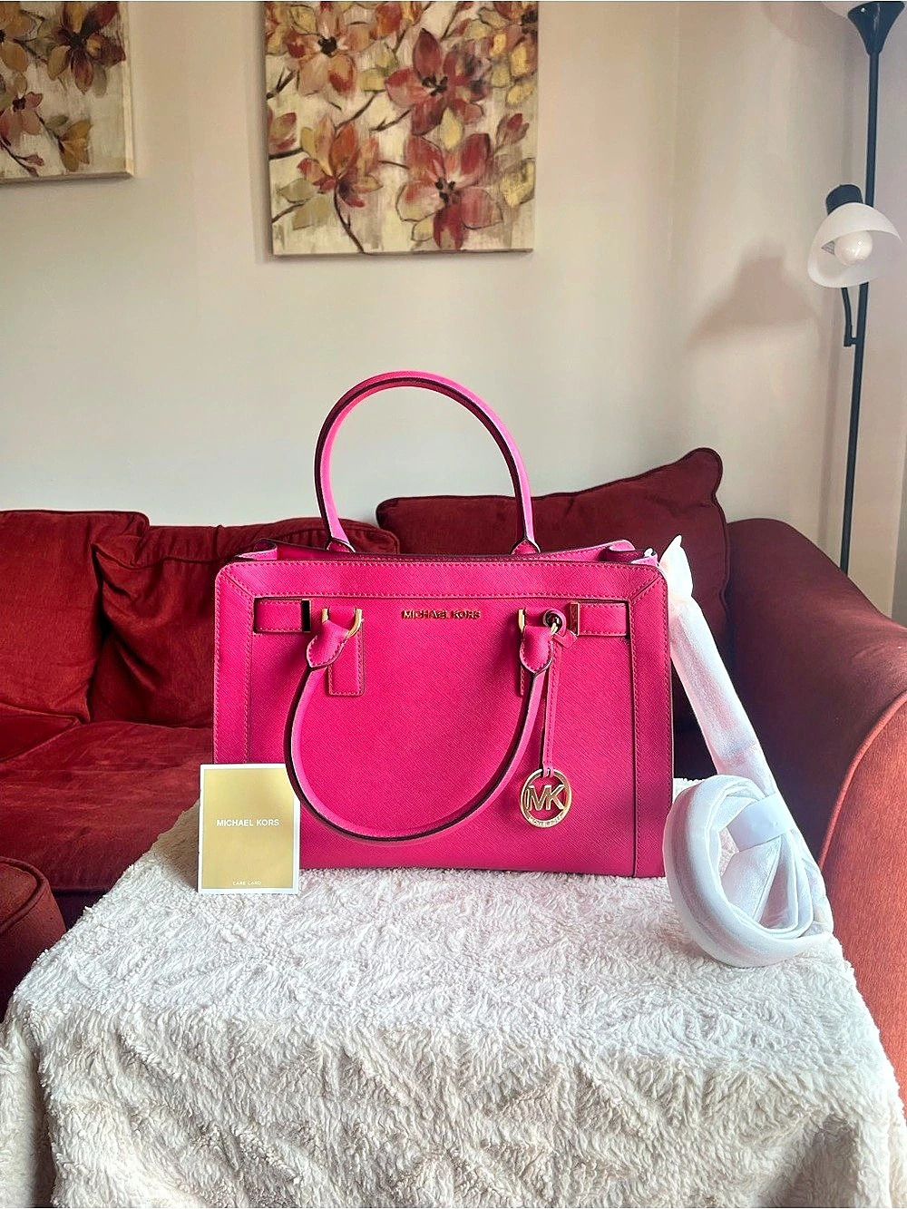 Michael Kors Hamilton Large Saffiano Leather Tote Bag Pink